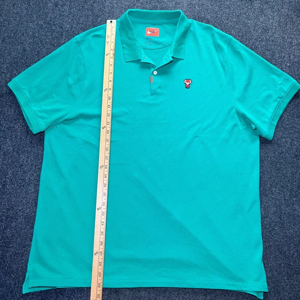 Nike‎ Polo Shirt Mens XL Green Tiger Woods Frank Logo Dri-FIT Pique